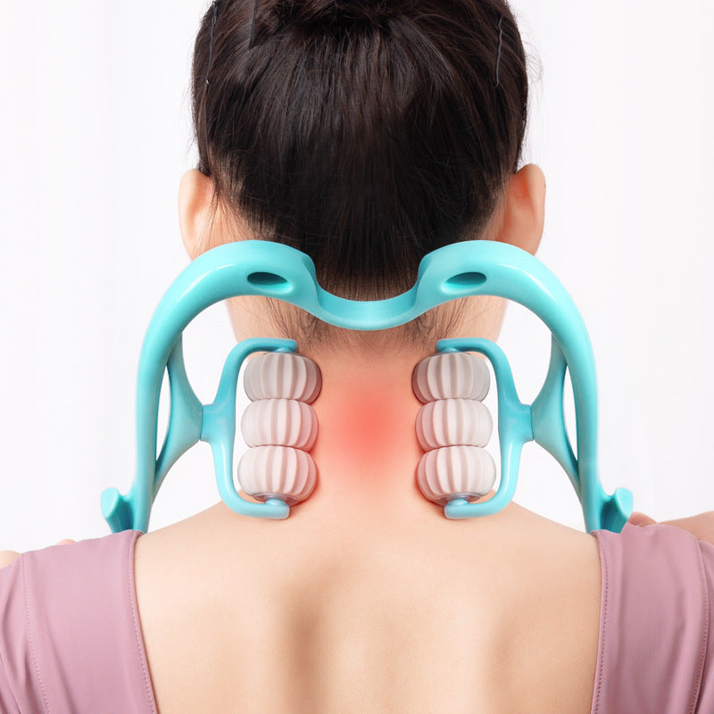 Multifunctional Six-Wheel Manual Neck Massager for Pain Relief & Relaxation